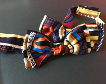 Noeud Papillon double en tissu africain wax imprimé motifs liberty scratch ethnique original fantaisie