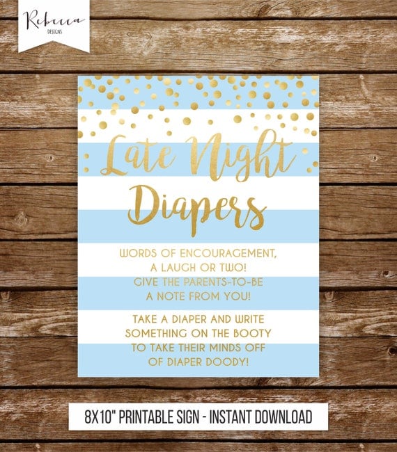Free Printable Late Night Diaper Sign Boy