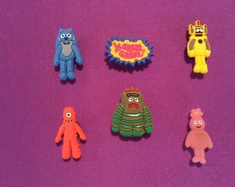 6-pc Yo Gabba Gabba! Shoe Charms for Crocs, Silicone Bracelet Charms, Party Favors, Jibbitz