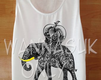 Elephant shirt, Game of thrones tank top, Jon Snow Shirt Custom Handmade Screen Print White Game of thrones clothing Women – size SML