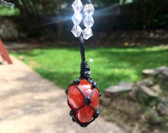 Carnelian necklace - Free Shipping! | Crystal necklace | Healing stone | Wrapped stone | Handmade necklace