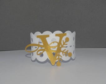 Golden initial Christmas napkin ring