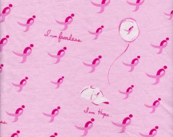 Breast Cancer awareness Pink Ribbon David and Goliath Cotton Jersey KNit Fabric