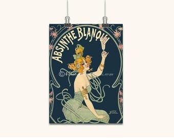 ART DECO POSTER French canvas print home decor wall art Art Deco Wall Art posters Large Poster French Style Absinthe Old Style Posters Color