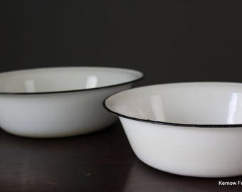 Pair Vintage Enamel Bowls