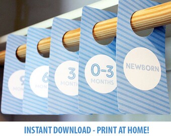 PRINTABLE - Baby Closet Dividers Boy - Baby Blue - Printable - Nursery Decor - Nursery Organization - Baby Shower Gift - Baby Boy