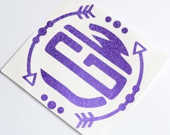 2" Glitter Monogram Decal | Many Shapes & Colors