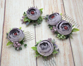 Dusty purple hair comb Flower hair comb Bridal hair comb Wedding hair comb Bridesmaid flower comb Gift for women Rustic wedding Flower girl