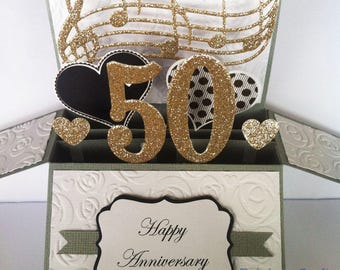 50th Golden Wedding Anniversary Card, 50th Anniversary Card, Golden Wedding Card, Anniversary Gift, Year number Personalised