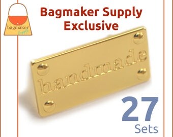 Handmade Purse Embellishment Plate, Shiny Gold Finish, 27 Set Pack, Handbag Craft Making Hardware Supplies, Bag Bling, EMB-AA003