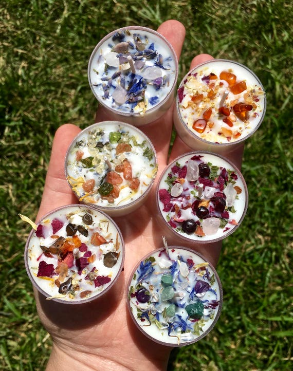 Crystals & Herbs Tealight Candles Soy Energy Candles