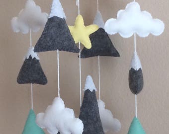 Mountain Baby Mobile,Baby Mobile Mountains,Nature Mobile,Baby Mobile Hanging,Boy Nursery Mobile,Girl Nursery Mobile,Felt Mobile,Crib Mobile
