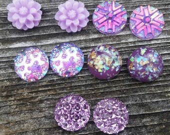 10pc Purple Resin Cabochon Set