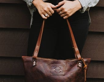 Over-the-Shoulder Chestnut Leather Bag