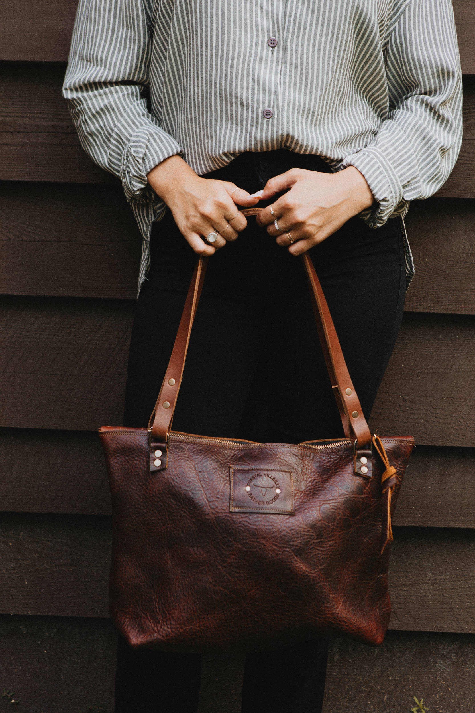 Over-the-Shoulder Chestnut Leather Bag