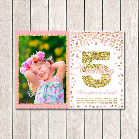5th Birthday Invitation Printable Fifth Birthday Invite With