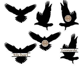 Eagle SVG, eagle monogram frames svg, eagle silhouette, eagle cut files, silhouette files, circut files, eagle vector, svg, dxf, eps, png.