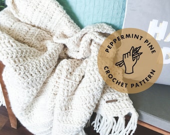 Rothmere Fringe Throw Blanket - CROCHET PATTERN - Chunky Afghan Blanket Instant Download
