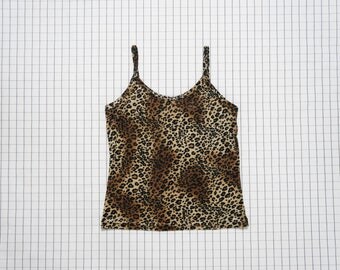 90's Velvet Leopard Print Tank Top, Velour Cami Top, Camisole, Animal Print,Clueless, Rave, Club Kid, Tumblr, S