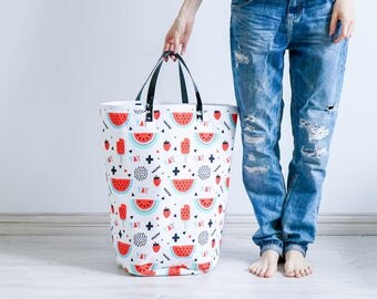 Watermelon Fabric Basket, Fabric Hamper, Laundry Basket, Nursery Hamper, Nursery Toy Basket, Nursery Storage, Laundry Hamper, Hamper, Basket