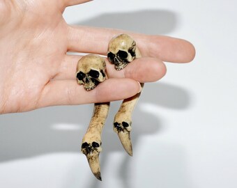 HALLOWEEN Skull GOTHIC jewelry SKULL jewelry Ear gauge Skull earring Fake gauges Dreads Human skull Skull gauges Ear skull plugs Ear Gauges