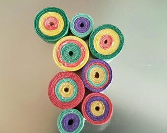 Polish multicolored rolled paper brooch