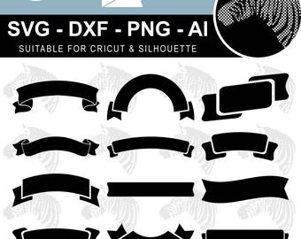 Banner SVG Ribbon SVG Files for Cricut Silhouette Laser Cut Engraved svg dxf png ai files (scrap booking clip art clipart vinyl)