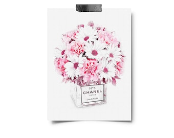 Chanel art printed Large Chanel wall art coco Chanel poster coco Chanel print coco Chanel wall art chanel Chanel No.5, Floral watercolor art