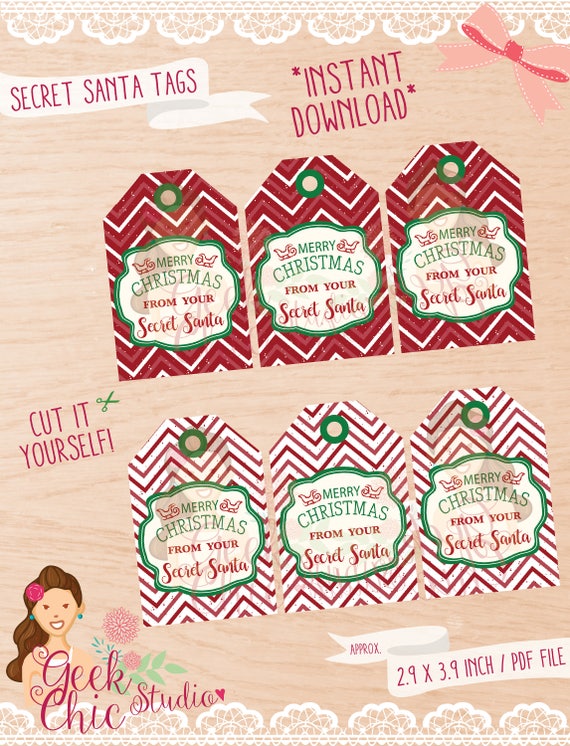 Secret Santa Secret Santa tags Secret Santa printable tags