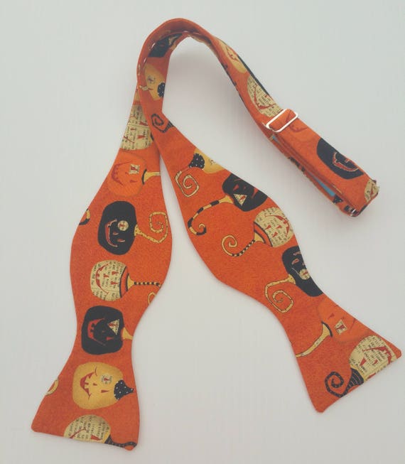 Halloween Pumpkin Jackolantern Jack-o-lantern orange self tie bow tie adjustable New design for 2017