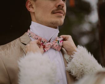 Men's Blush And Pink - Self Tie Bow Tie| Flower | Self Tie | Bow Tie | Bowtie | Floral | Wedding | Groom | Gift | Ideas | for him