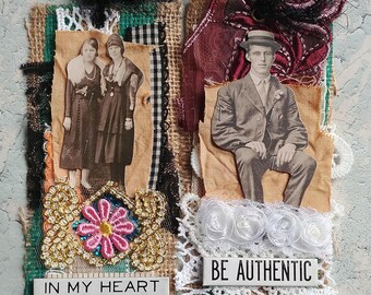 Set of 2 x Material Altered Vintage Material Bookmarks