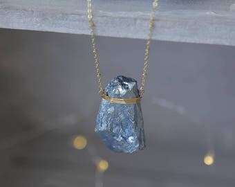 Titanium Aura Quartz Necklace, Blue Angel Aura Quartz Necklace, Angel Aura Pendant, Wrapped Crystal Necklace Boho Necklace, Hipster Necklace