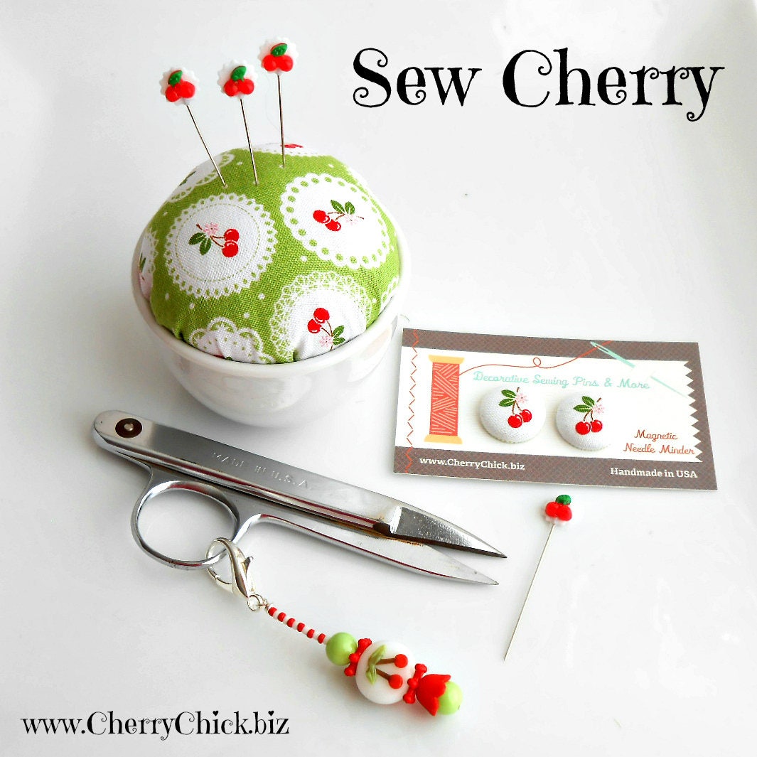Sew Cherry Pincushion Sew Cherry Fabric Lori Holt fabric