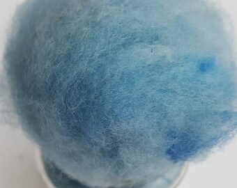 Pale blue variegated wool batting, 1oz, hand dyed wool, carded wool, wool batt, felting wool, carded batts, spinning wool, craft supplies