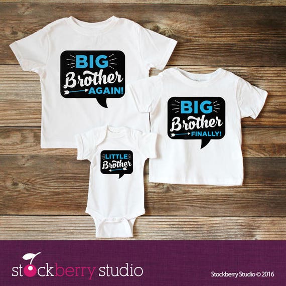 Boys Sibling Shirts Set of 3 Big Brother Again Little