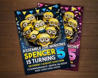 Custom Despicable Me / Minions Birthday Invitation - 5x7 or 4x6
