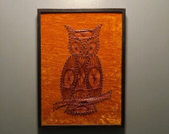 Framed owl string art