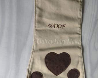 Dog Christmas stocking, paw, toy, lover, gift, woof, pet, doggy, treat, christmas in July