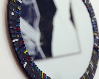 Stained glass mosaic mirror oval multi color frame mosaic mosaic mirror decorative mirror glass mirror wedding gift mosaic mirror