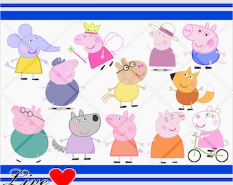 Peppa pig svg, Family pig Bundle svg, Vector Cut Files Cricut Designs Silhouette Cameo, Clipart, Digital Design
