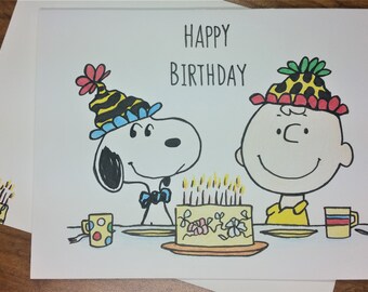 Snoopy Birthday Card | Etsy