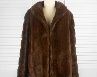 VINTAGE 60s or 70s Otex Brown Faux Fur Coat Jacket Australian Made