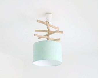 Chandelier Lampshade - Scandinavian monochrome Driftwood cylinder 28 cm - cylindrical pendant - round ceiling light