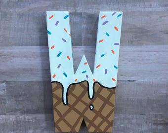 Ice cream Letters, ice cream party, ice cream cone, ice cream decor, summer decor, summer Letters, summer door wreath, dessert wall art