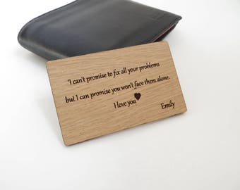 Personalised Wallet Insert Card, Father Gift, Purse Insert, Wedding, Birthday.
