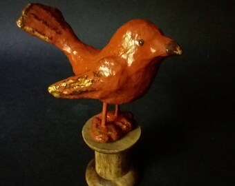 bird sculpture paper mache bird figurine paper mache bird whimsical bird paper mache art bird decoration cute bird decor birthday gift