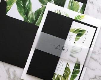 Wedding Invitation | Tropical Wedding Invitation Suite | Tropical Invitation | Palm Leaf | Monstera | Banana Leaf | Printed | Avalon