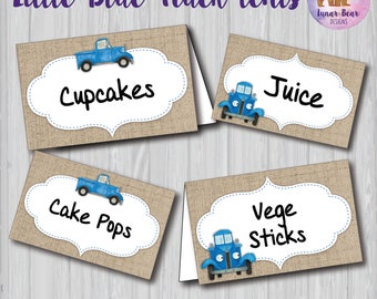Little Blue Truck Food Tents, Little Blue Truck Party Decoration, Little Blue Truck Birthday Party, Little Blue Truck Name Plates Placecards