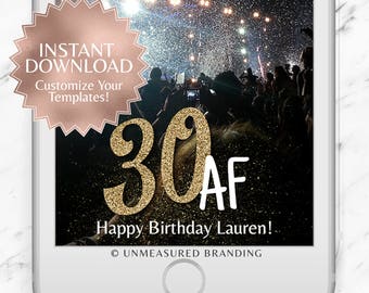 30 AF Snapchat Geofilter|Birthday Snapchat Geofilter|Gold Snapchat Geofilter|Custom Snapchat|30th Birthday|Party Snapchat Geofilter|Glitter